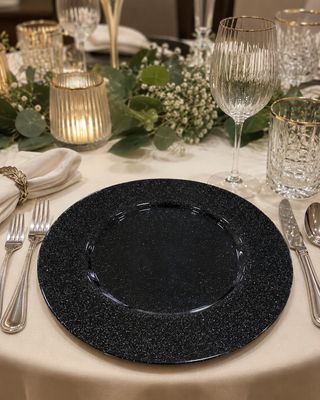 Portaplatos De vidrio negro