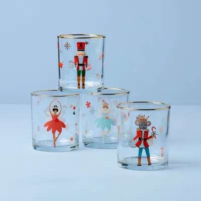 Set de 4 Vasos Bajos Nutcracker (Cascanueces)