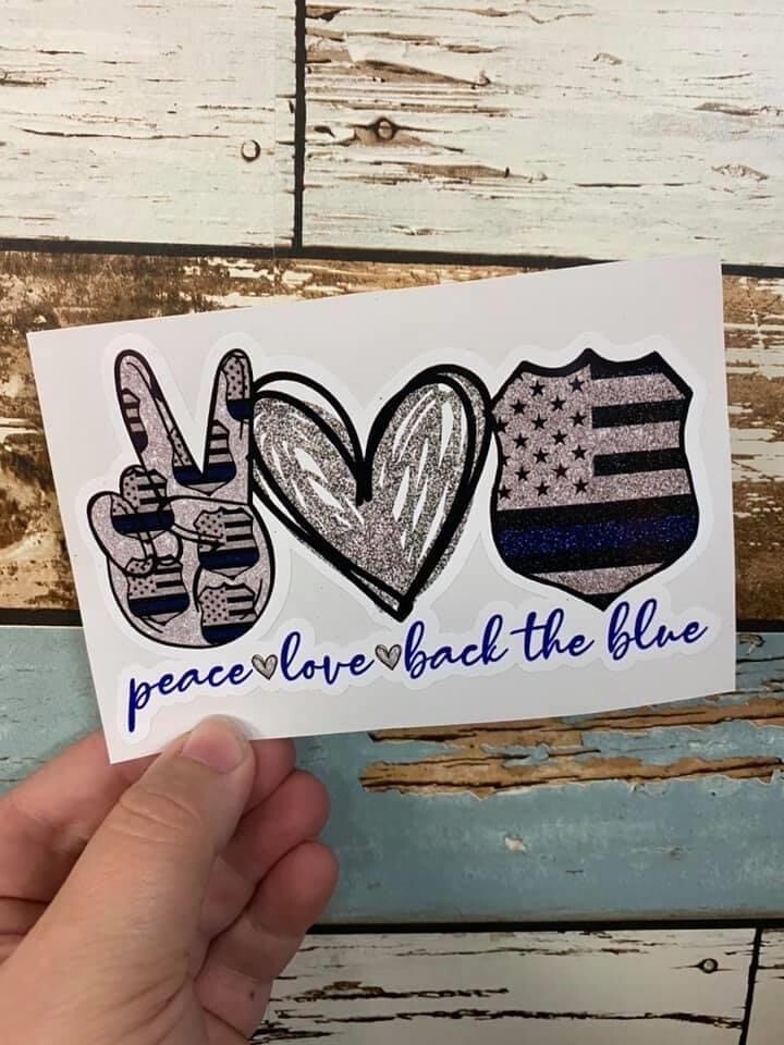 Peace, Love, Back The Blue Decals.