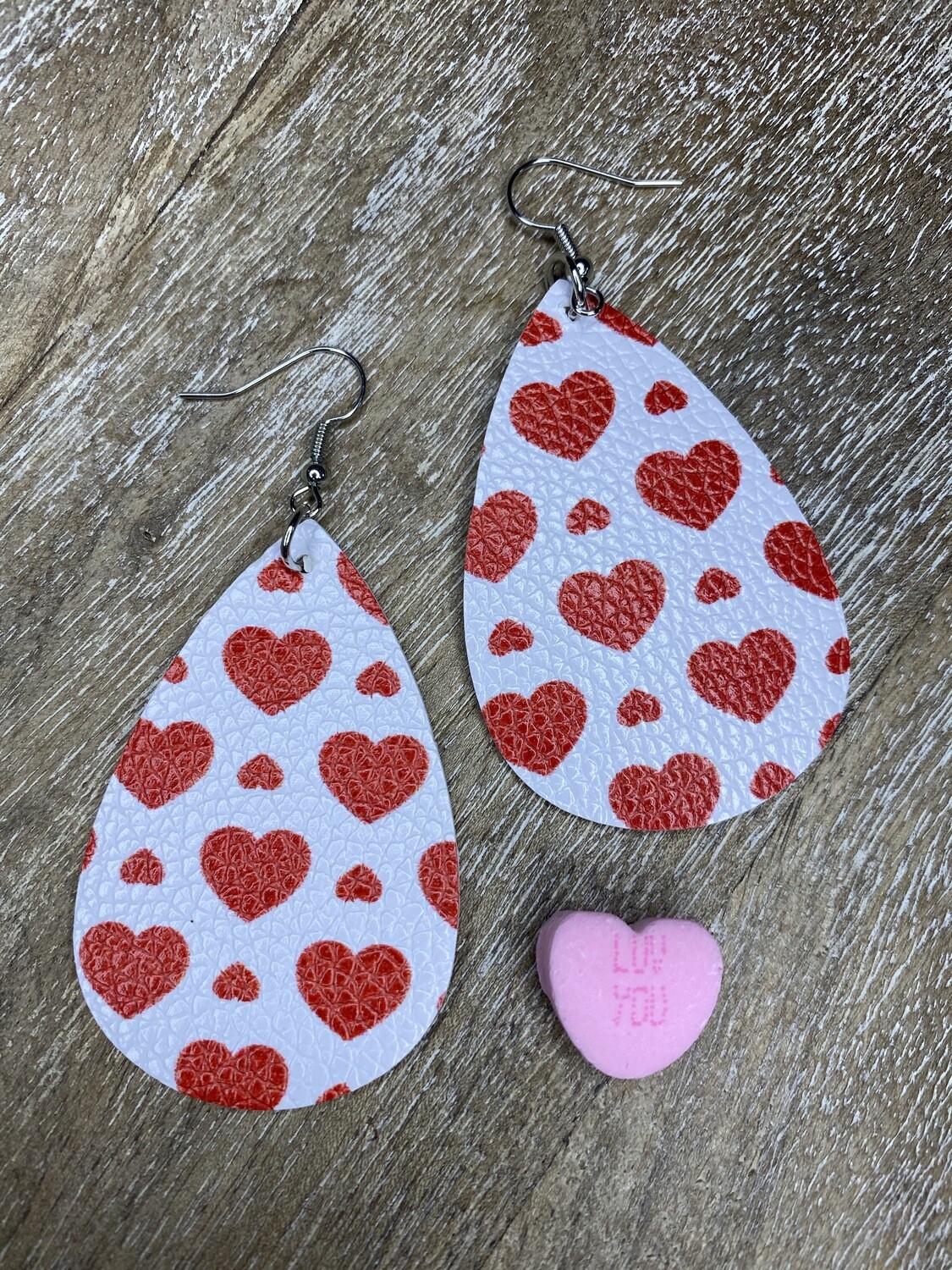 Luv You White &amp; Red Earrings.
