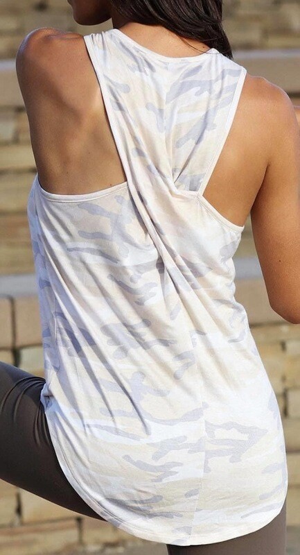 Beige Camo Twist Back Tank!