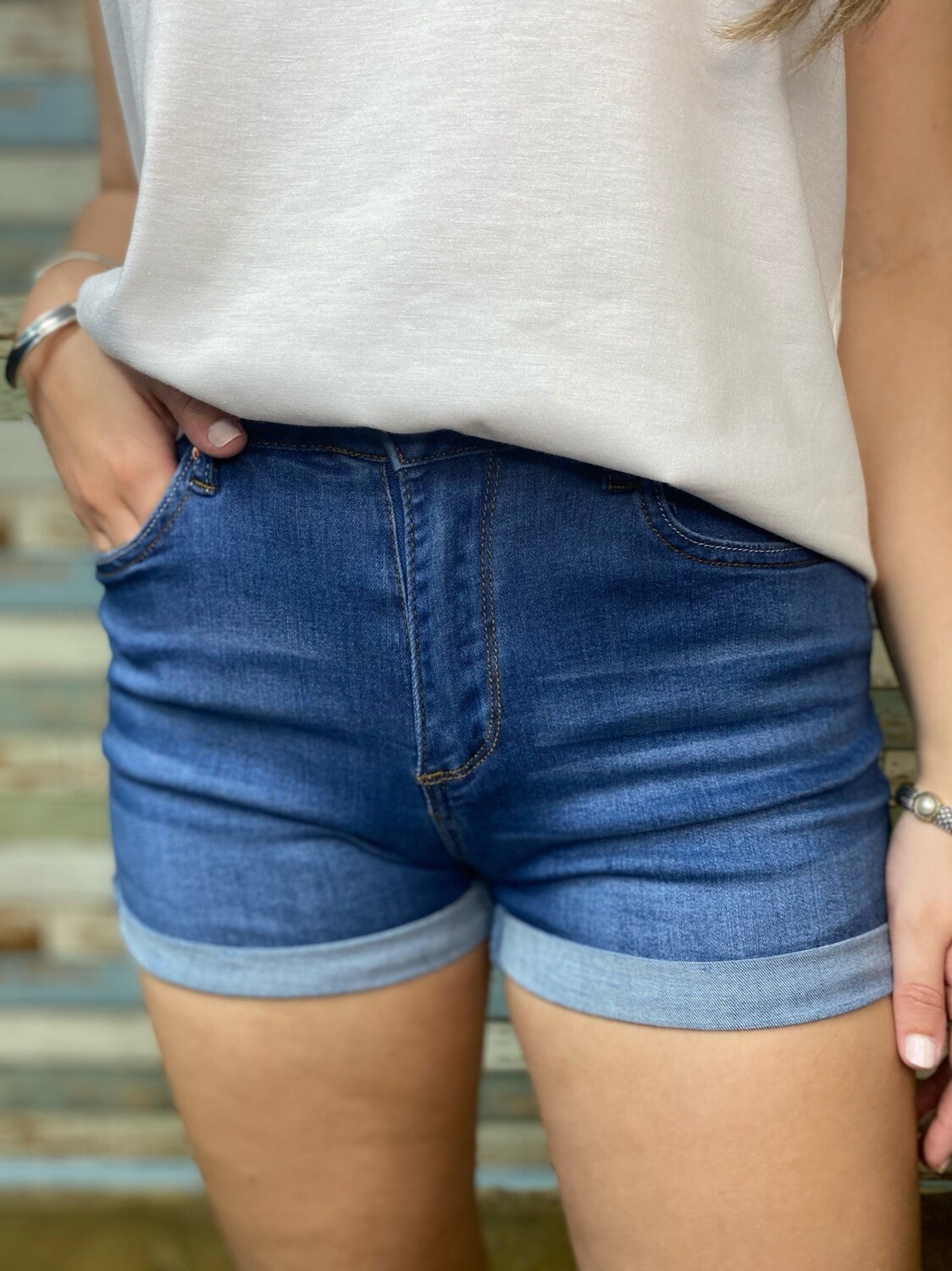 Encore Denim Rolled &amp; Cuffed Shorts.