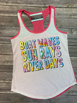 Boat Waves Sun Rays River Days Tank Top.