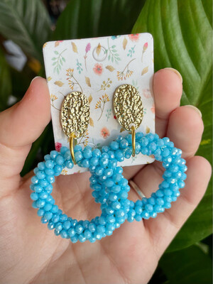 Turquoise Flower Hoop Earrings.