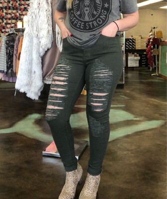 Olive Distressed Jeans!