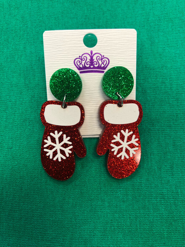 Mitten Glitter Earrings.
