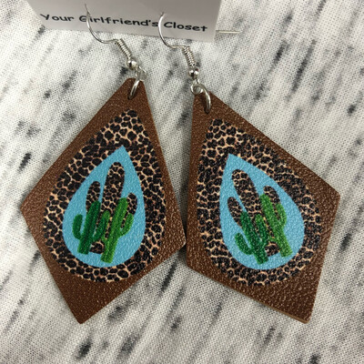 Cactus Leopard Earrings.