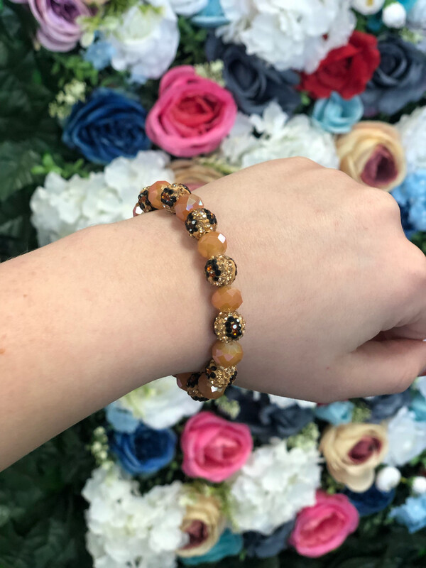 Leopard Bling Ball Bracelet
