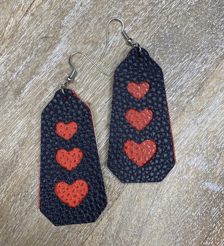 You &amp; Me Red &amp; Black Earrings.