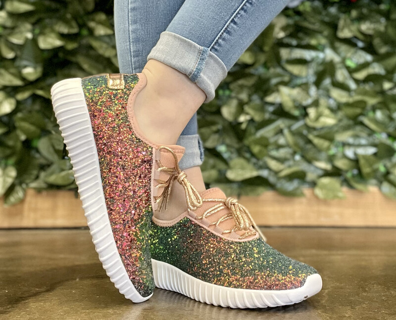 Blue Holographic Glitter Sneakers.*
