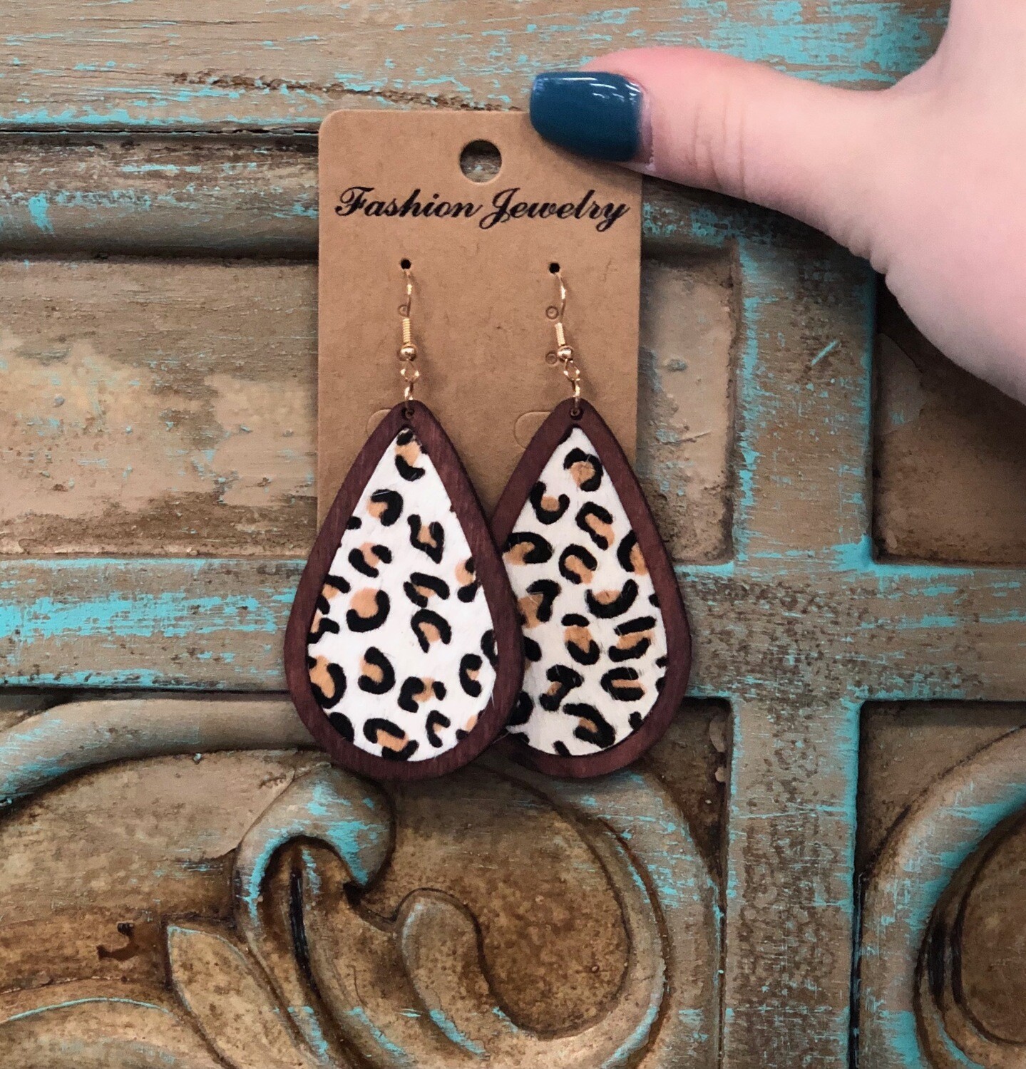Wooden Tear Drop Earrings