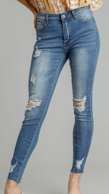 Raw Hem Distressed Skinny Jeans Umgee