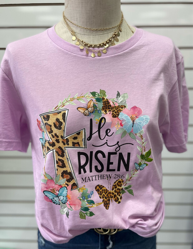 He is Risen Scripture Tee