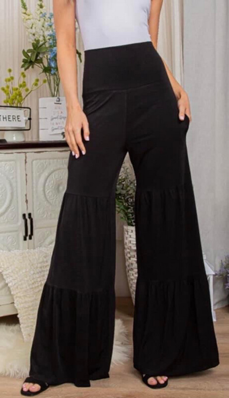 Black Tiered Palazzo Pants