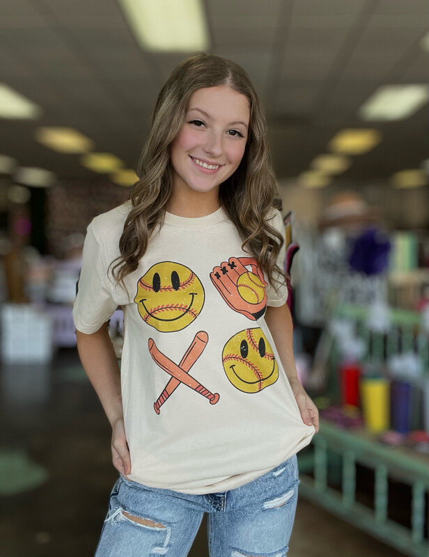 Softball Smiley Face Tee*