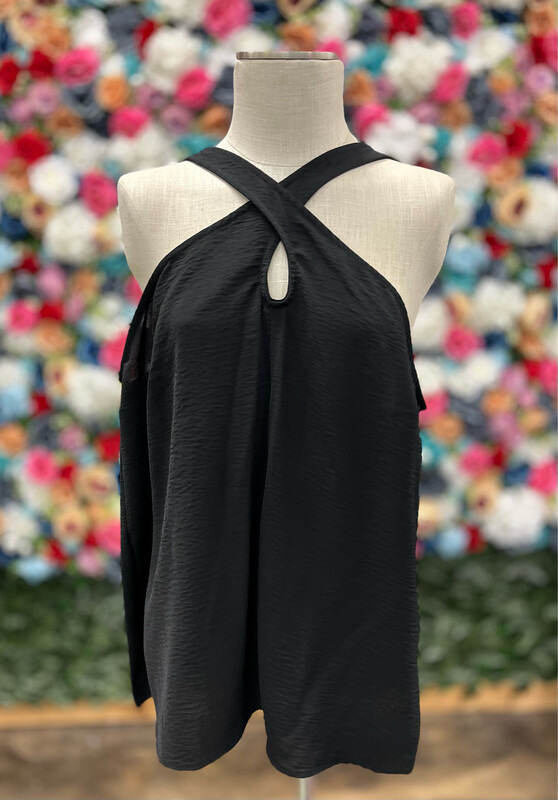 Black Plus Criss Cross Halter Tank*