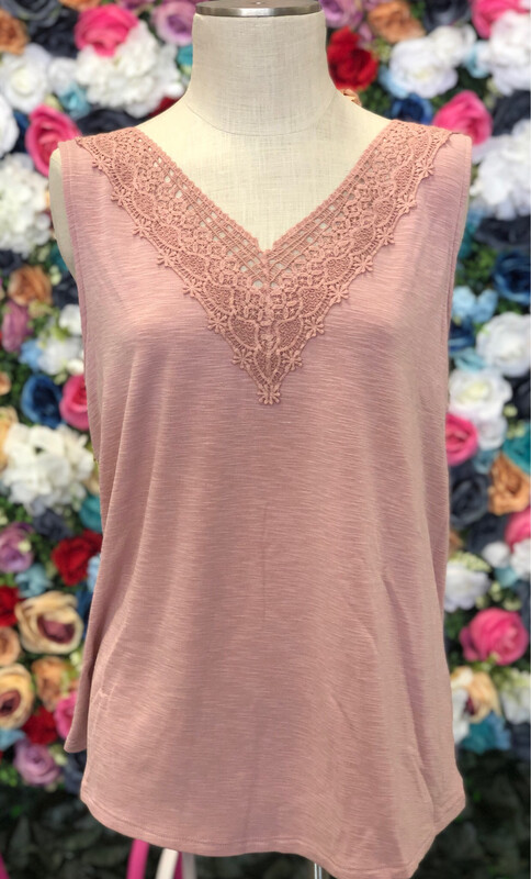 Pink Plus Lace V-Neck Tank*