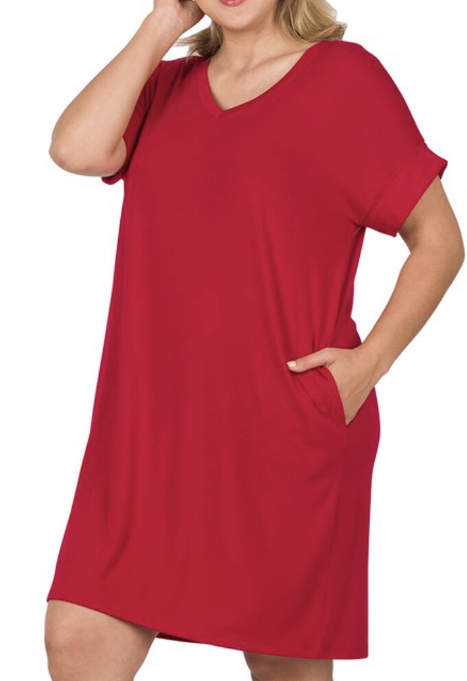Vneck tee dress plus