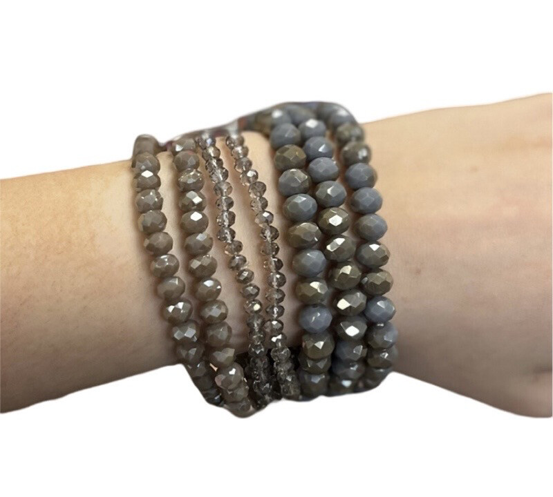 Grey Stretchy Stackable Bracelets.