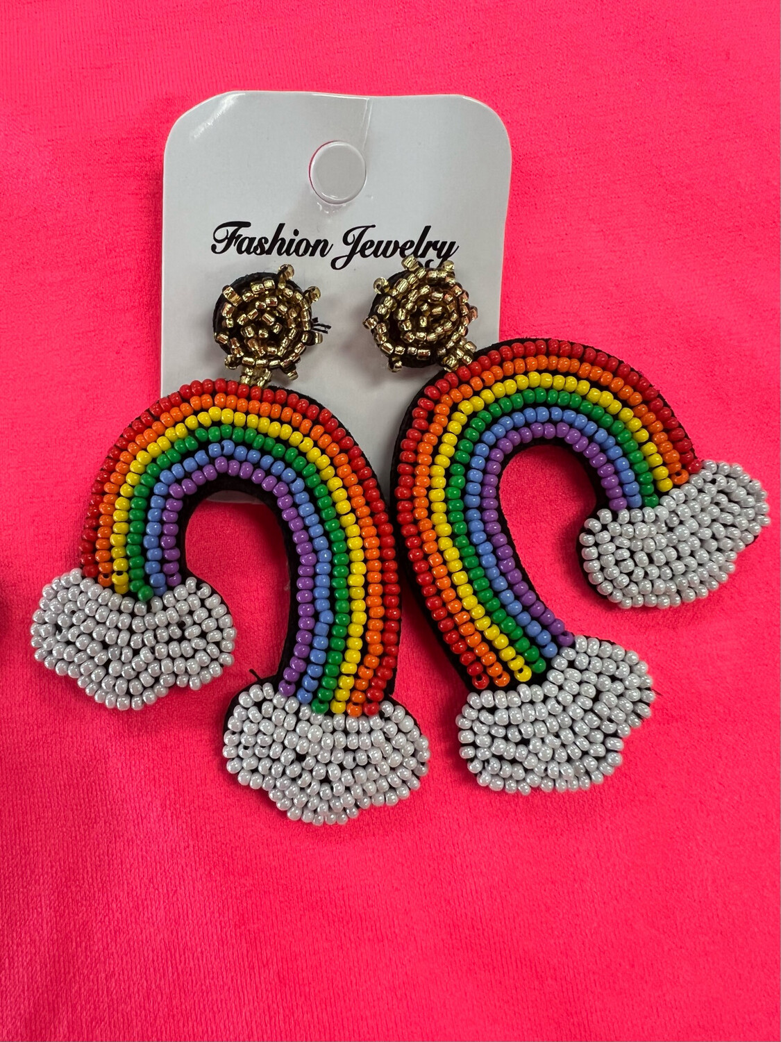 Rainbow Beaded Earrings , Color: Regular