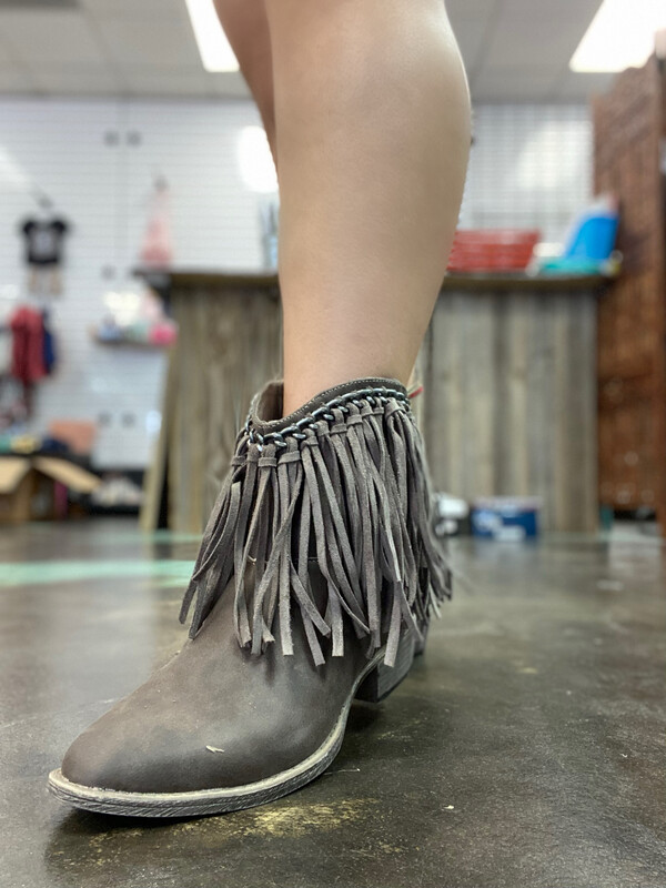 Very G Taupe Fringe Booties.*