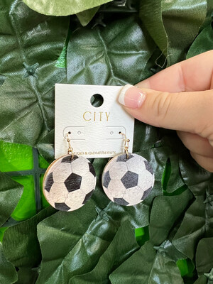Wooden Soccer Ball Earrings