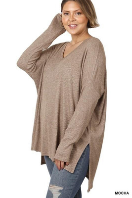 V-Neck Ribbed Sweaters PLUS