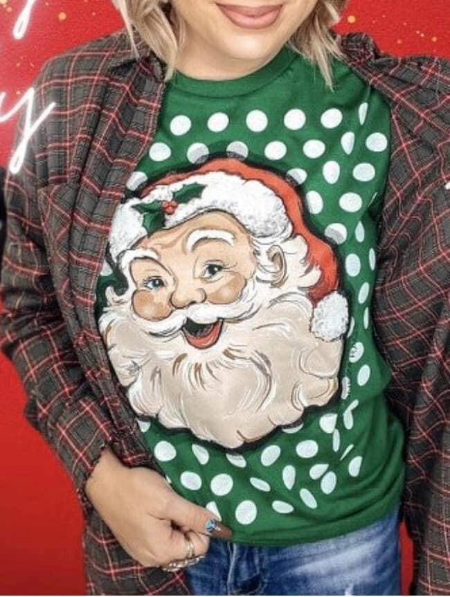 Polka Dot Santa Tee. 