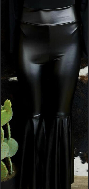 Leather Bell Bottom Pants