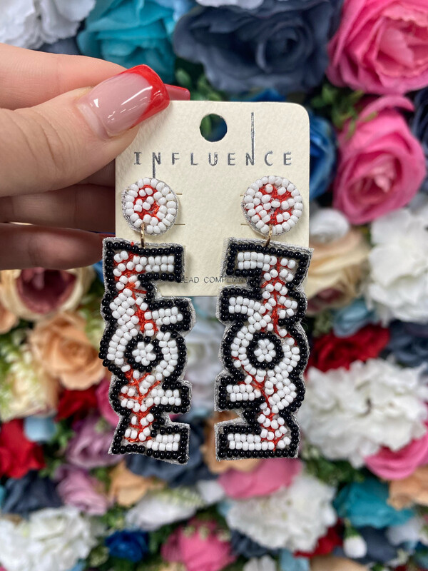 Beaded Baseball Mom Earrings