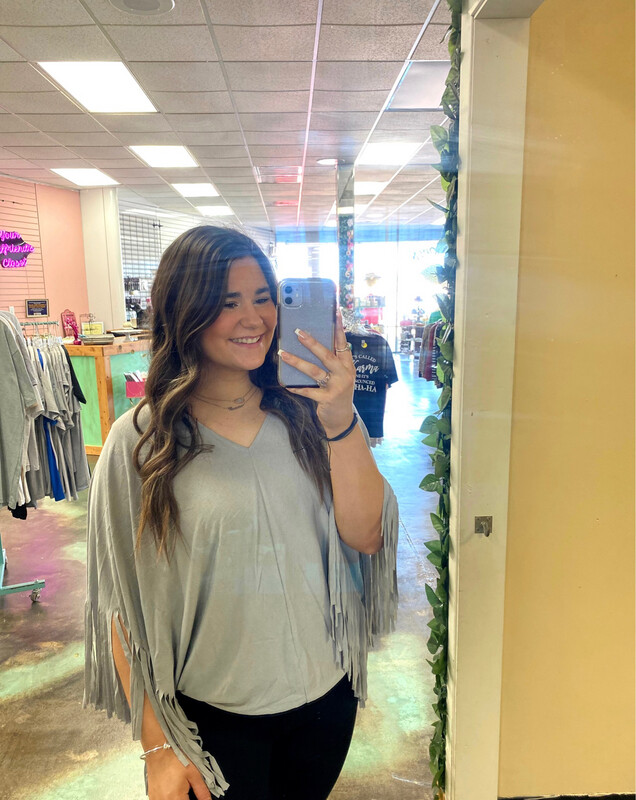 Grey Fringe Top 