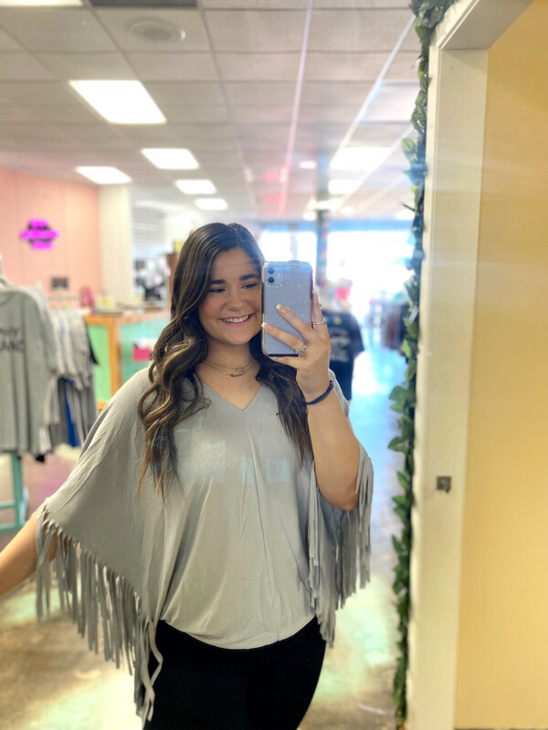Grey Fringe Top 