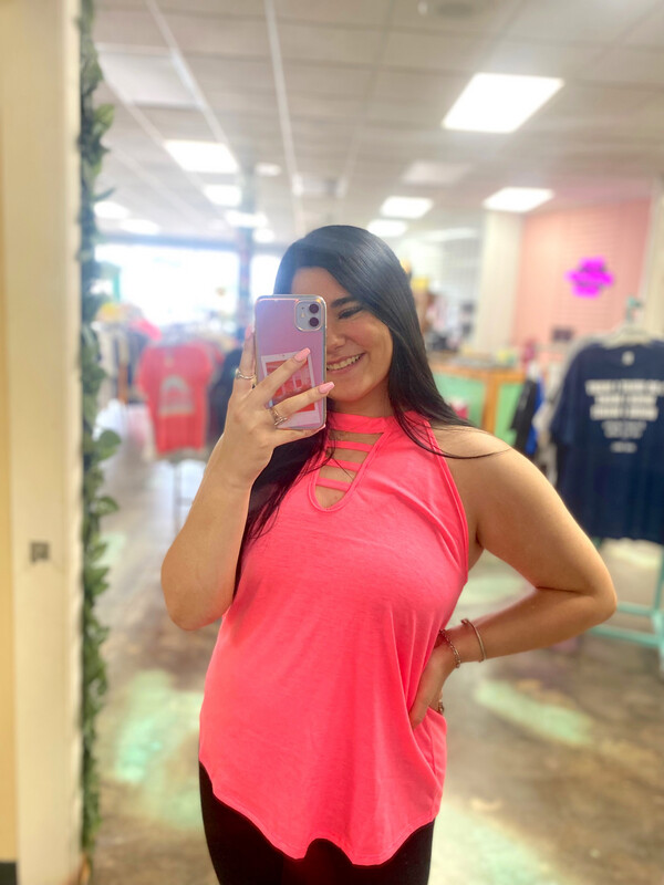 Neon Pink Ladder Tank