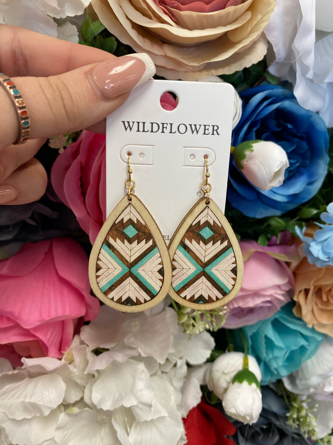 Wood Pattern Teardrop Earrings