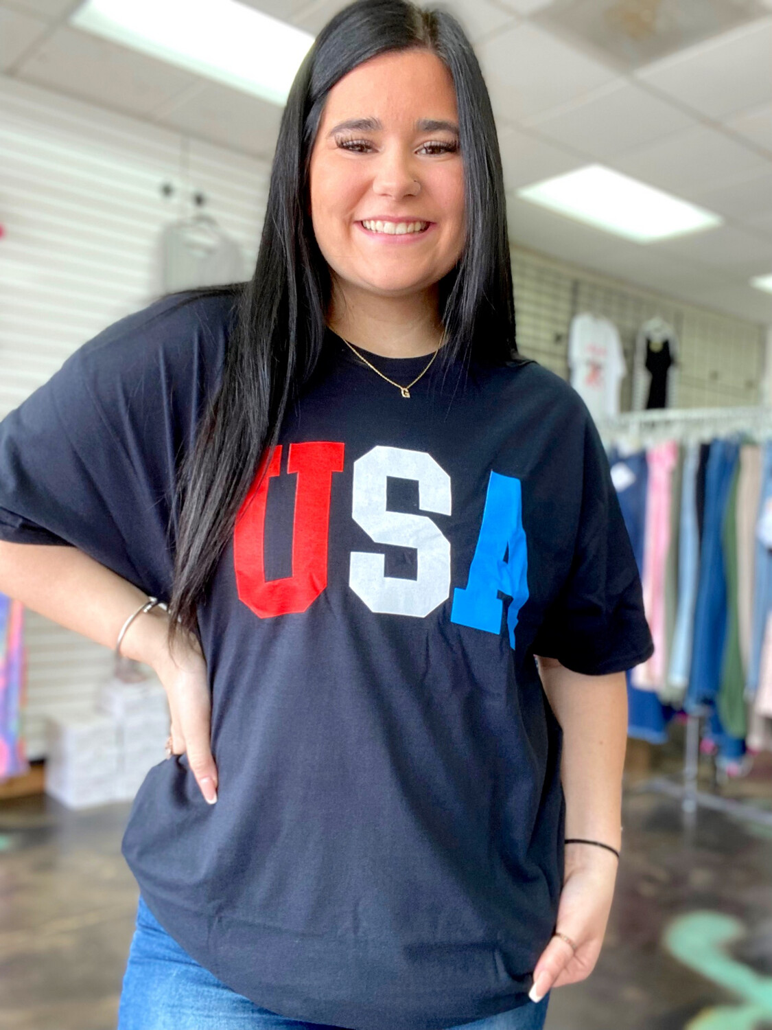 Black USA Tee