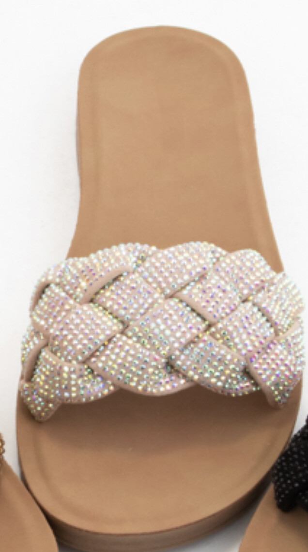 Bling braid slide sandals*