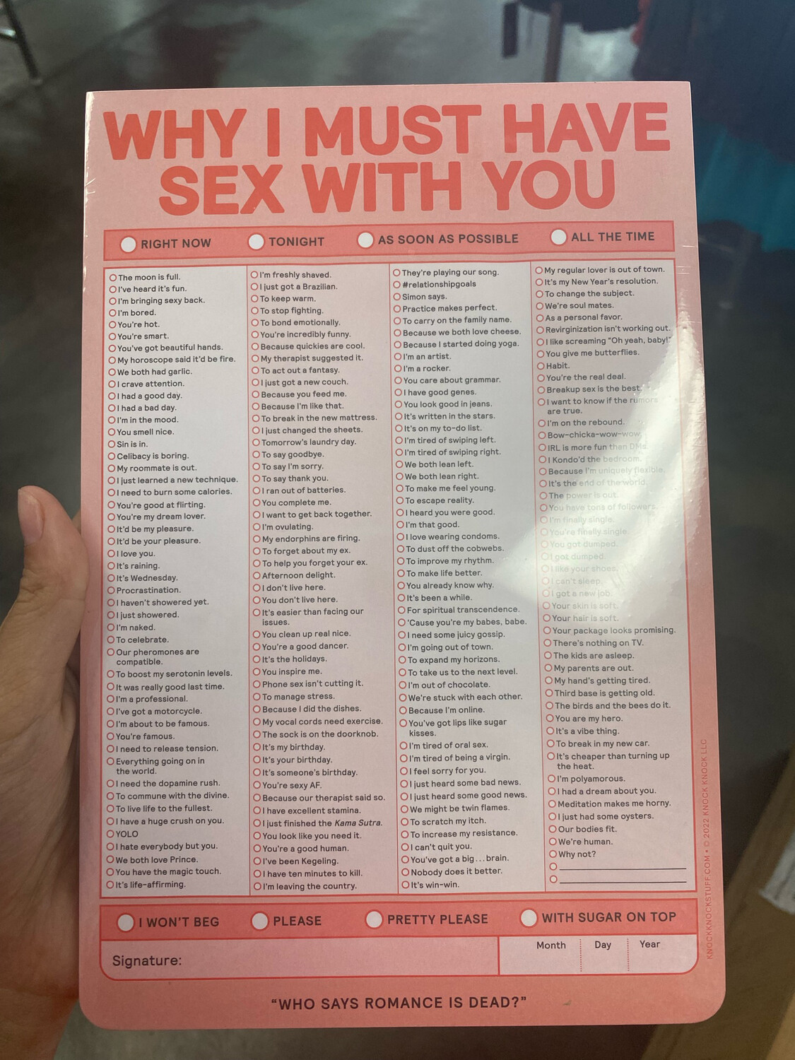 Why I Must Have Sex With You Notepad