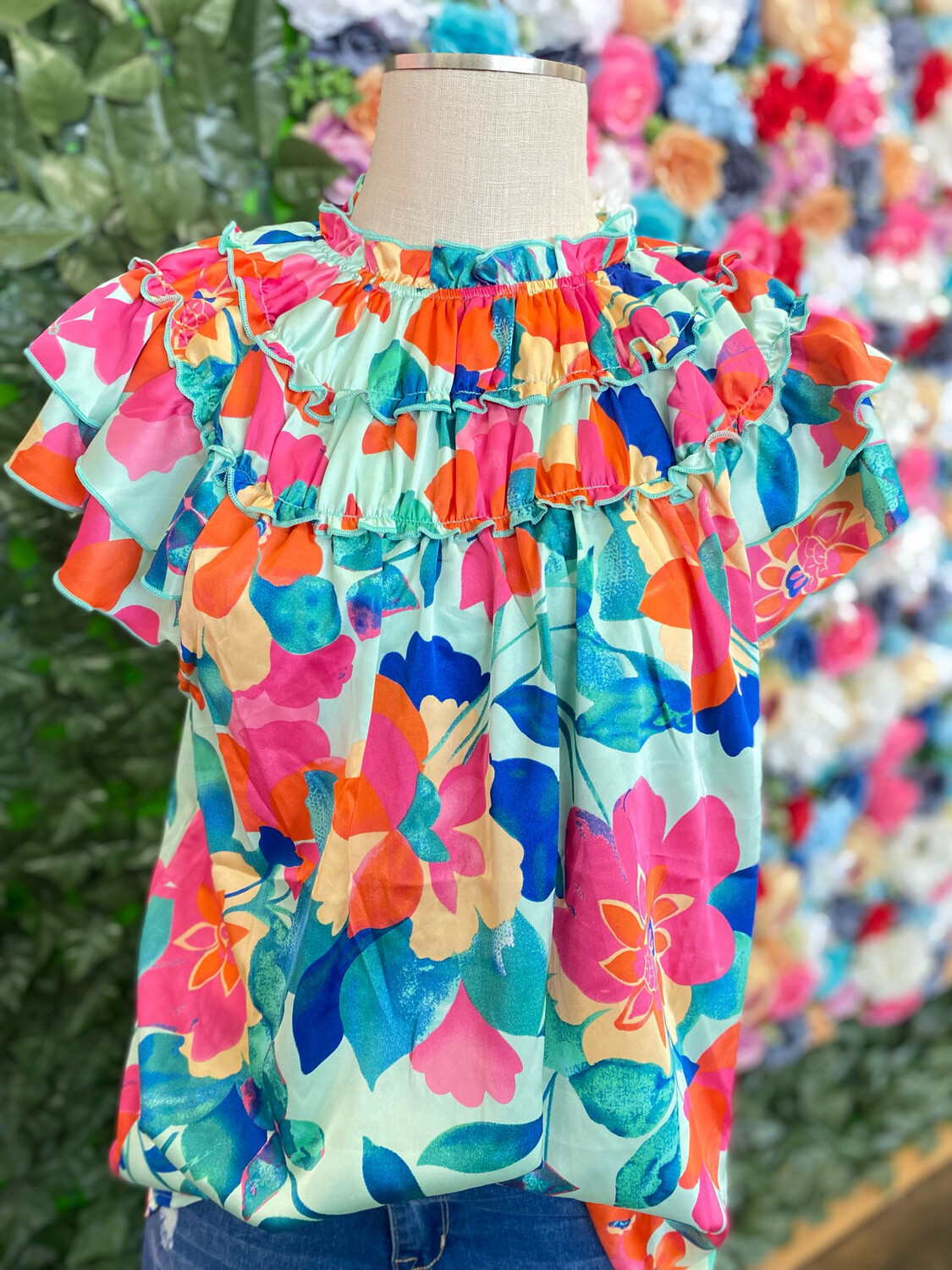 Tropical Ruffle Top