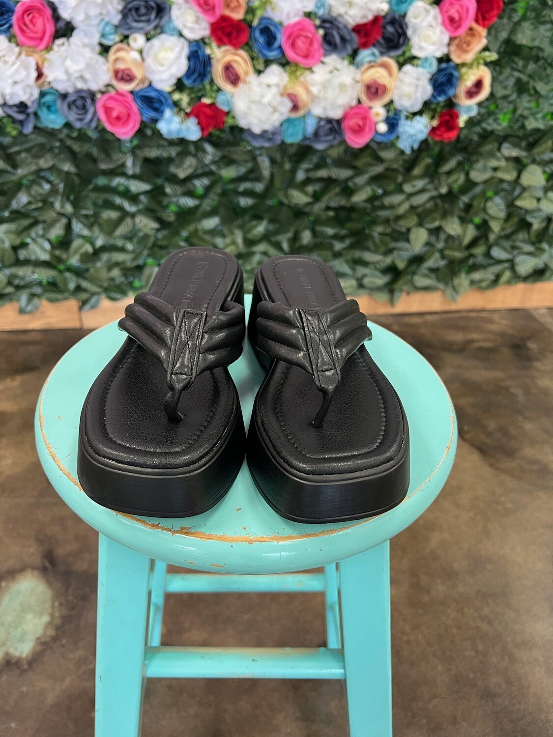 Black Platform Flip Flops*