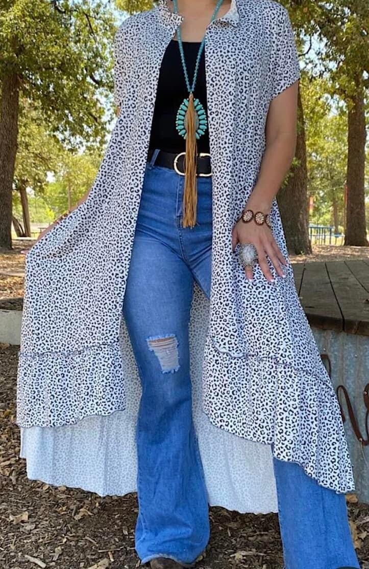 Gray Leopard Duster