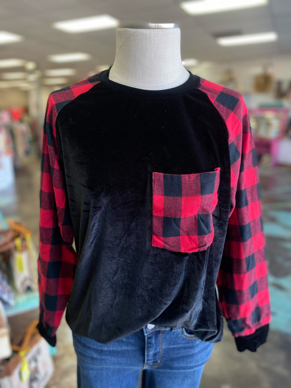 Velvet Plaid Long Sleeve