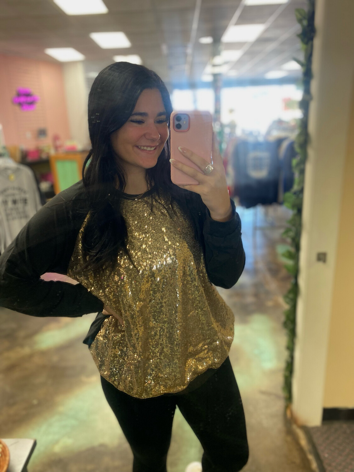 Sequin Long Sleeve Top