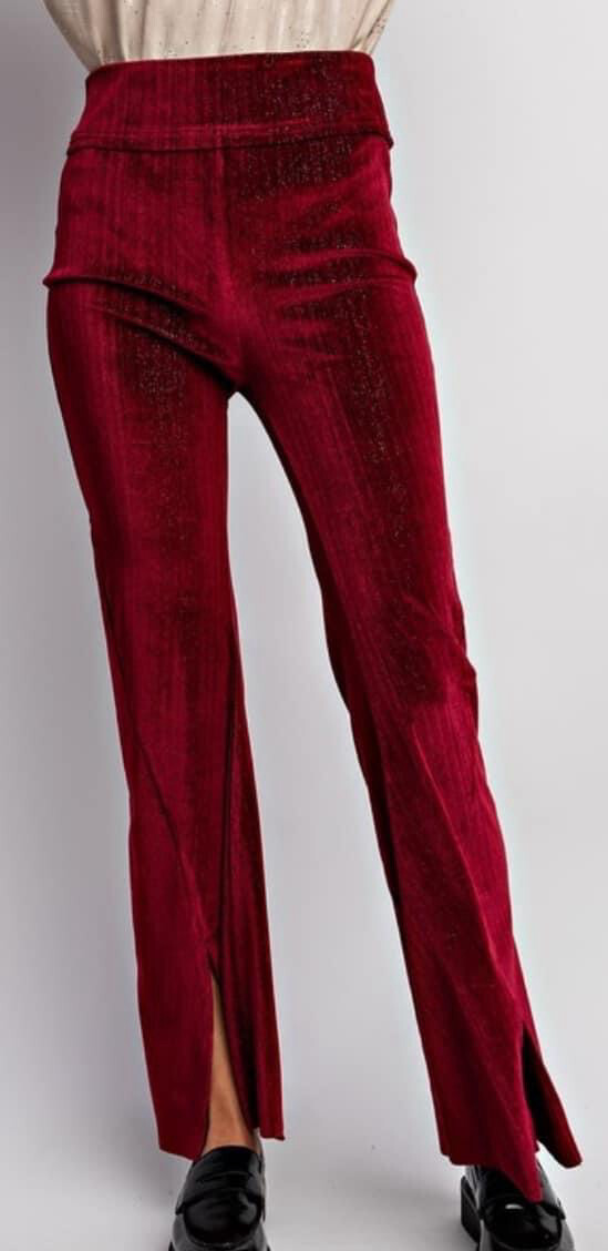 Burgundy Velvet Flares