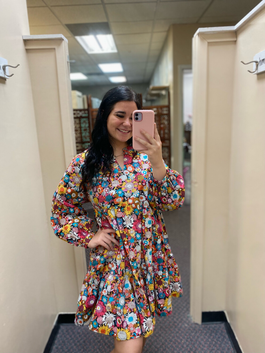 Long Sleeve Flower Dress