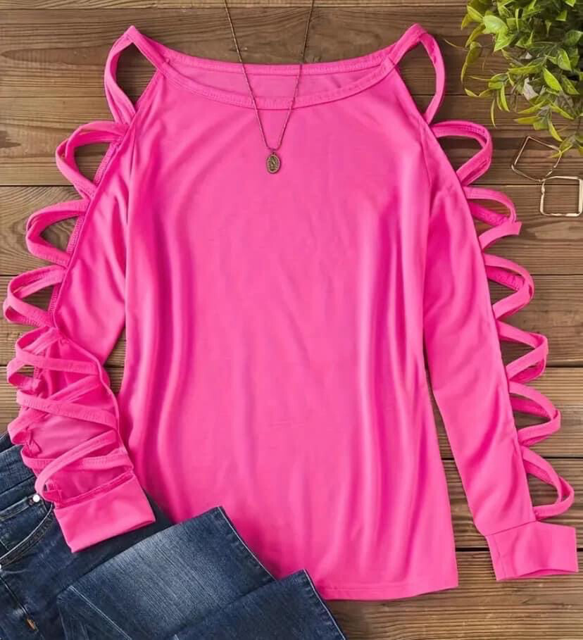 Pink Lace up long sleeve*