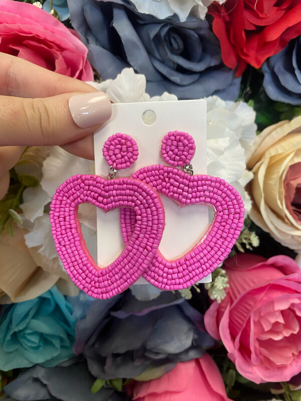 Beaded Valentines Heart Earrings.
