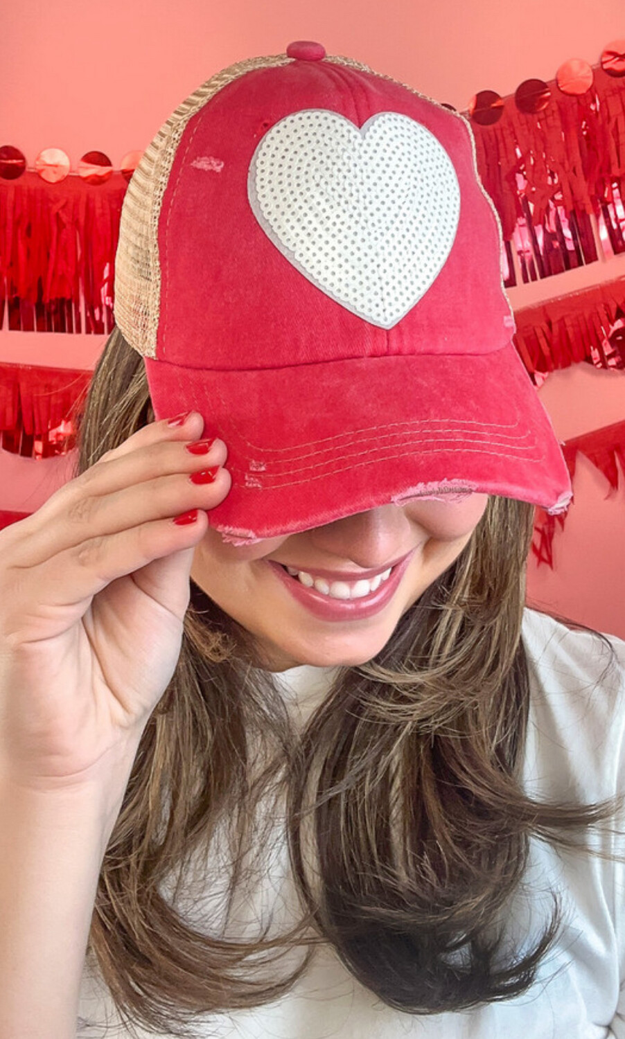 Sequin Heart Hat
