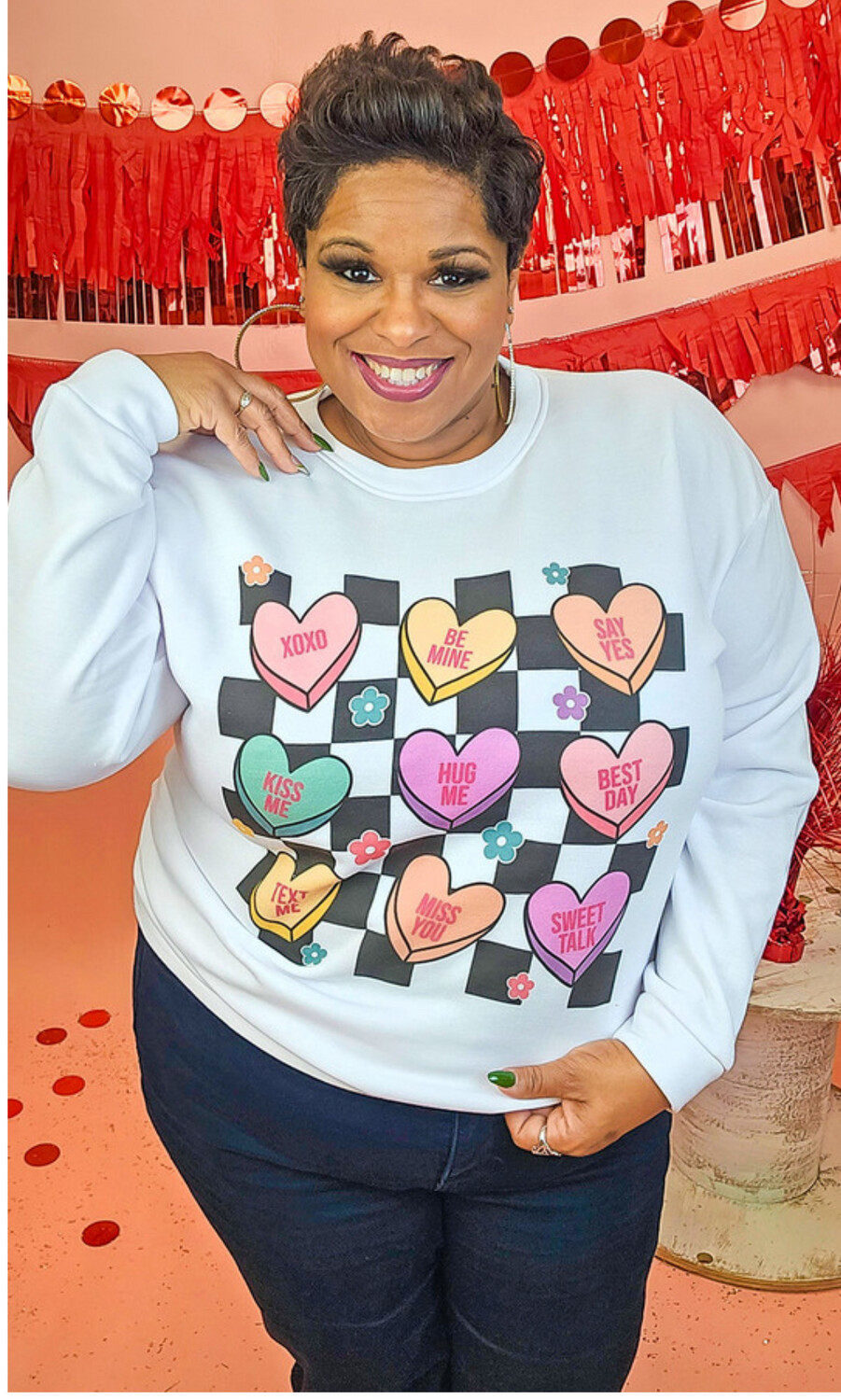 Checkered Convo Heart crewneck