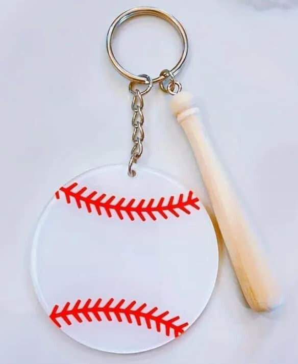 Baseball &amp; Bat Keychain