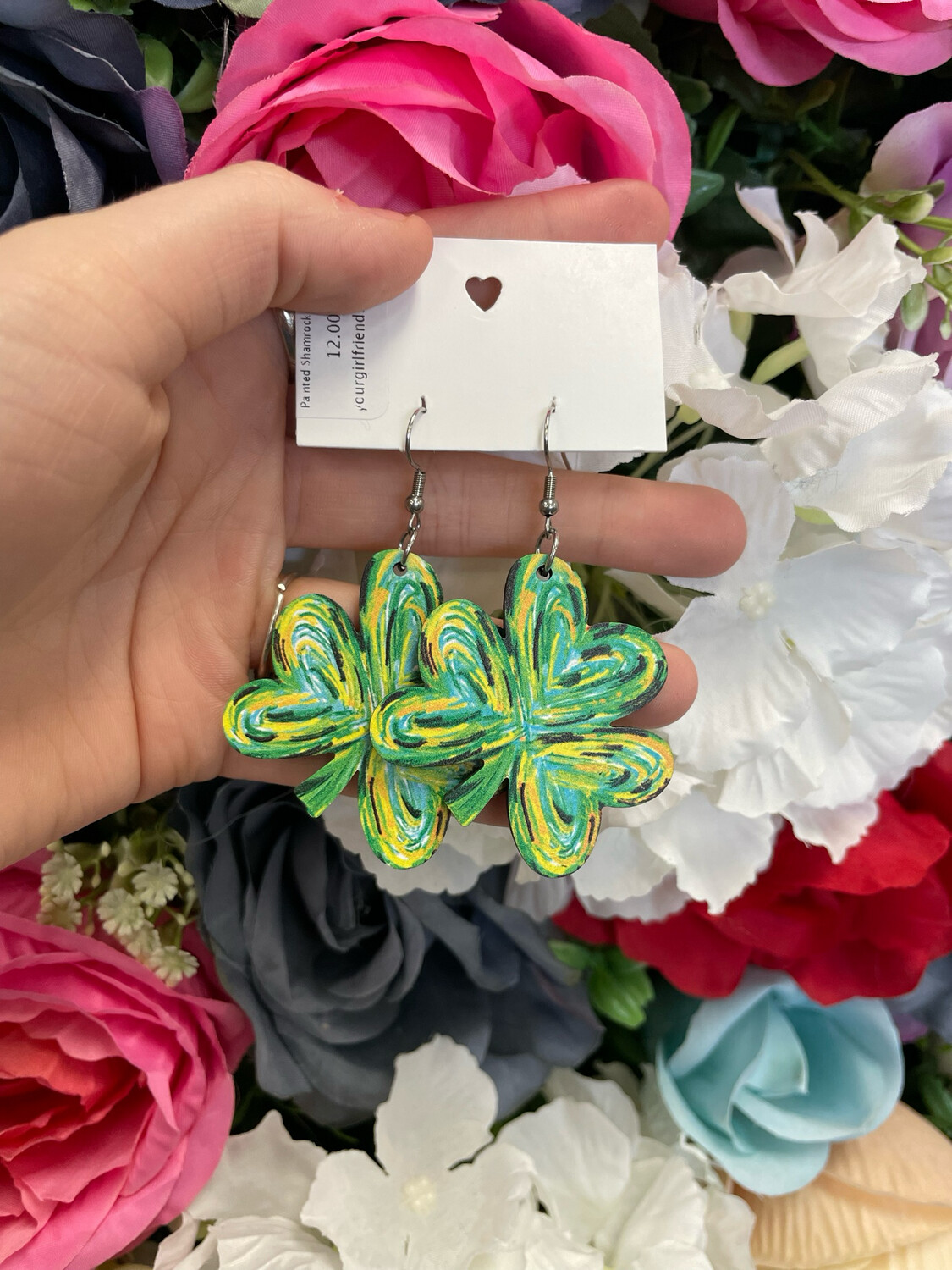Painted Shamrock Earrings*